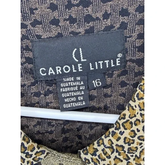 Vtg Carole Little Women Tunic Shirt  Boho Animal Print Floral Button Up Brown 16 - Picture 12 of 13